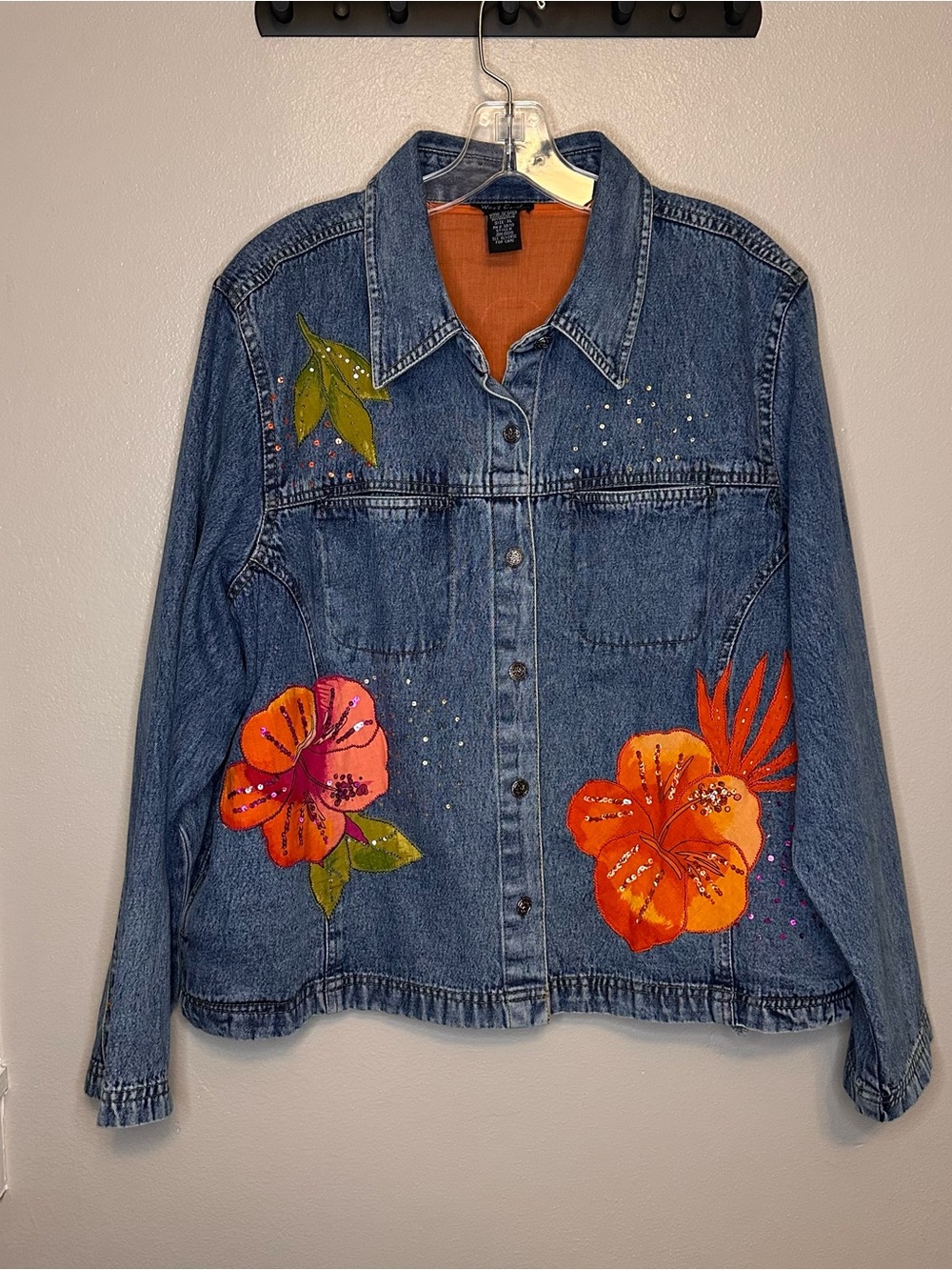West End Floral Appliqué Denim Jacket